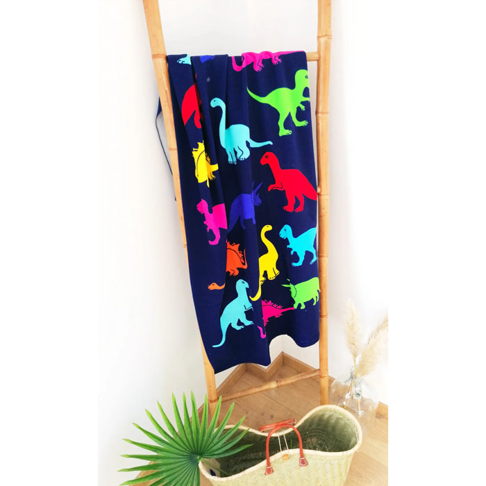 Serviette de plage microfibre enfant - Dino - 70x140cm - 250g/m²