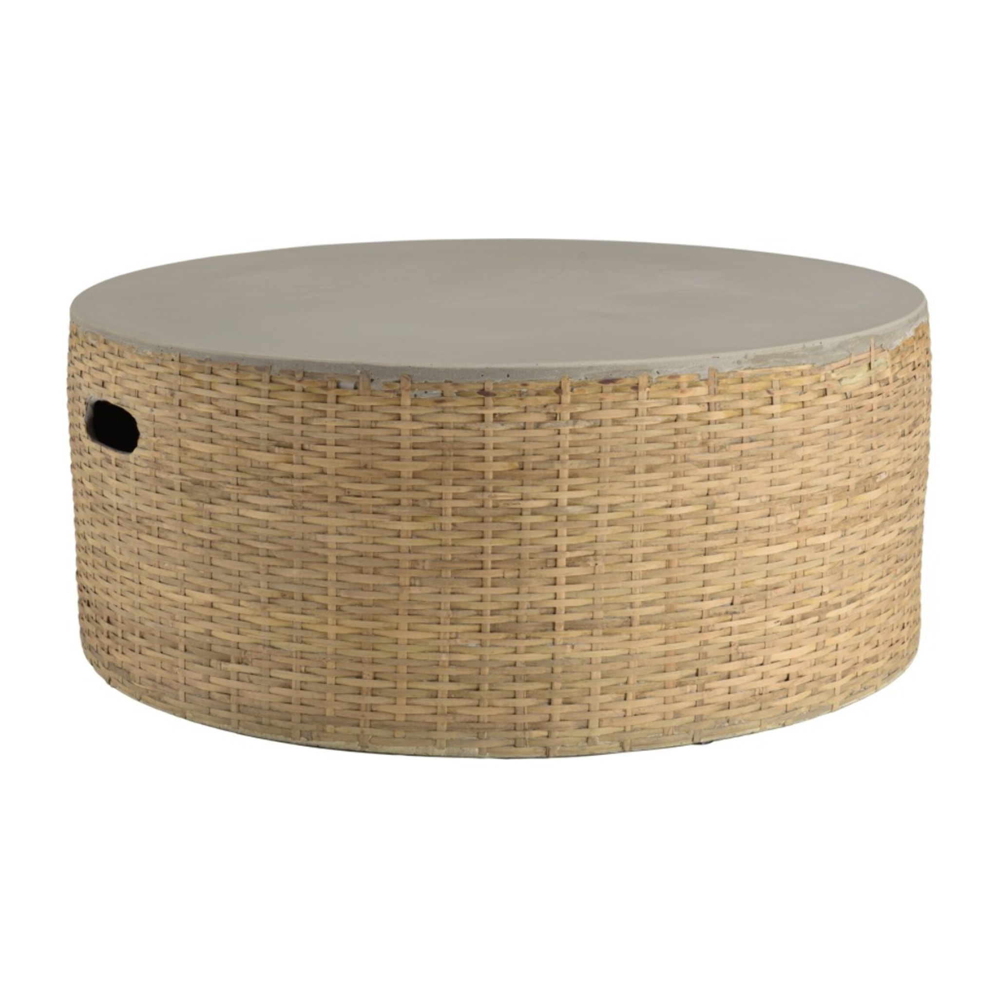 HECTOR - Table basse ronde plateau en béton socle en bambou naturel