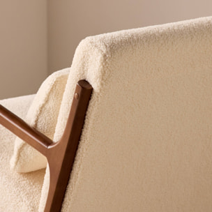Rocking chair scandinave bois d'hévéa et bouclette LORENS