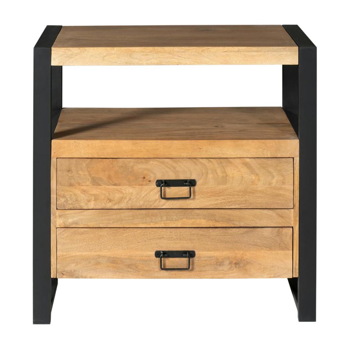 Commode bois métal 2 tiroirs MILORA