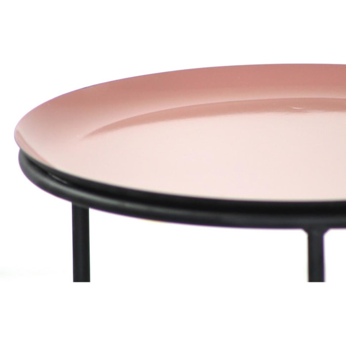 Set tavolino da caffè tondo rosa e verdone in metallo 40x45 / 30x40 cm