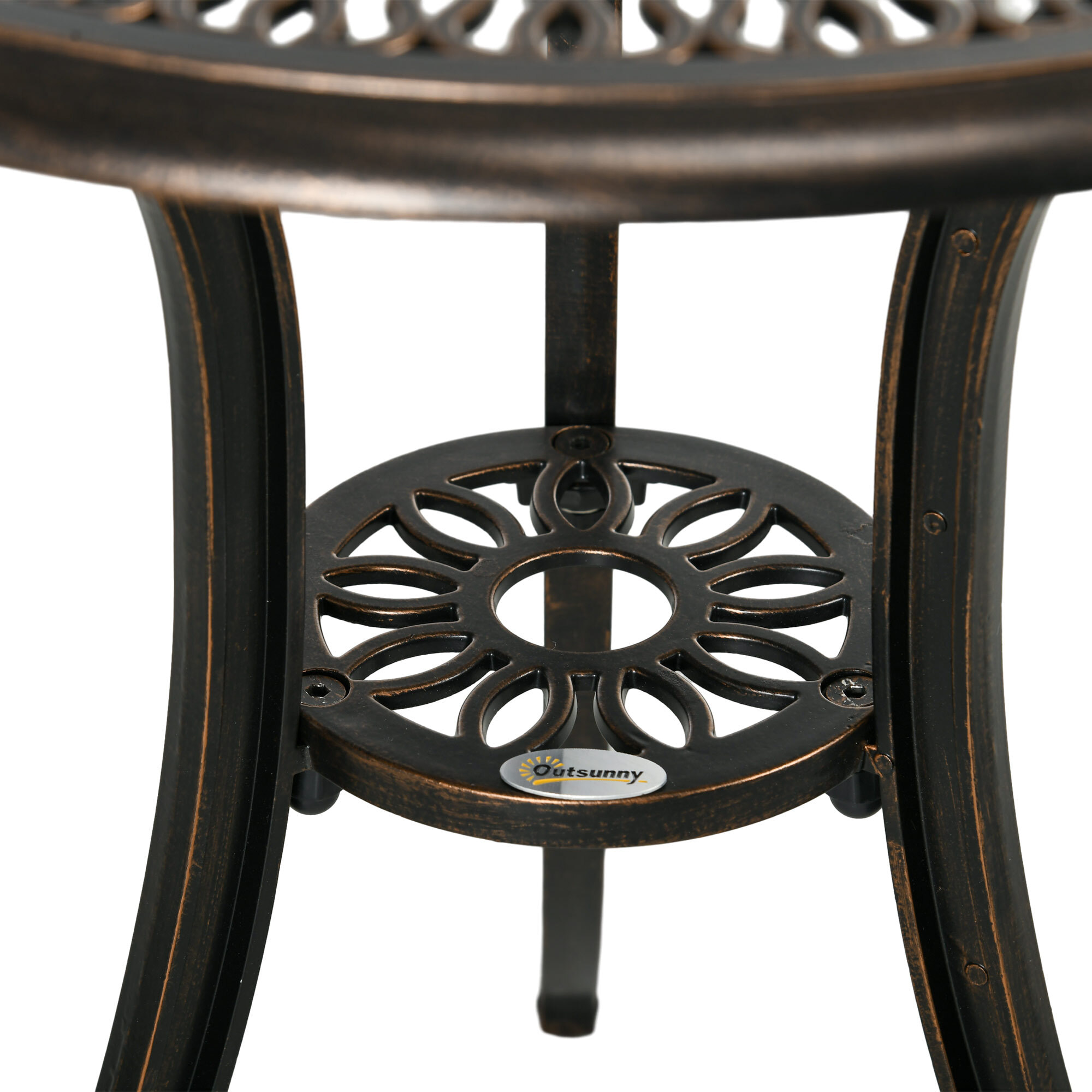 Ensemble salon de jardin 2 places avec table ronde style rétro fonte alu effet bronze antique