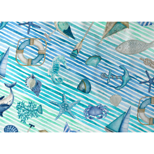 Completo Lenzuola In 100% Cotone Disegno Mare 25