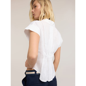 Motivi - Camisa de lino con pliegues - Blanco