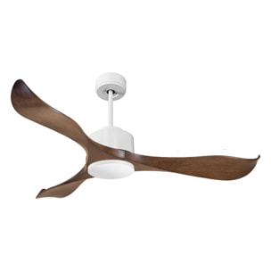 Ventilateur de plafond Réversible Lumière  Thermostat Wifi Moteur à courant continu Toits en pente Télécommande Adaptateur 2/3 Lames Hypersilence Mémoire 40   W Blanc