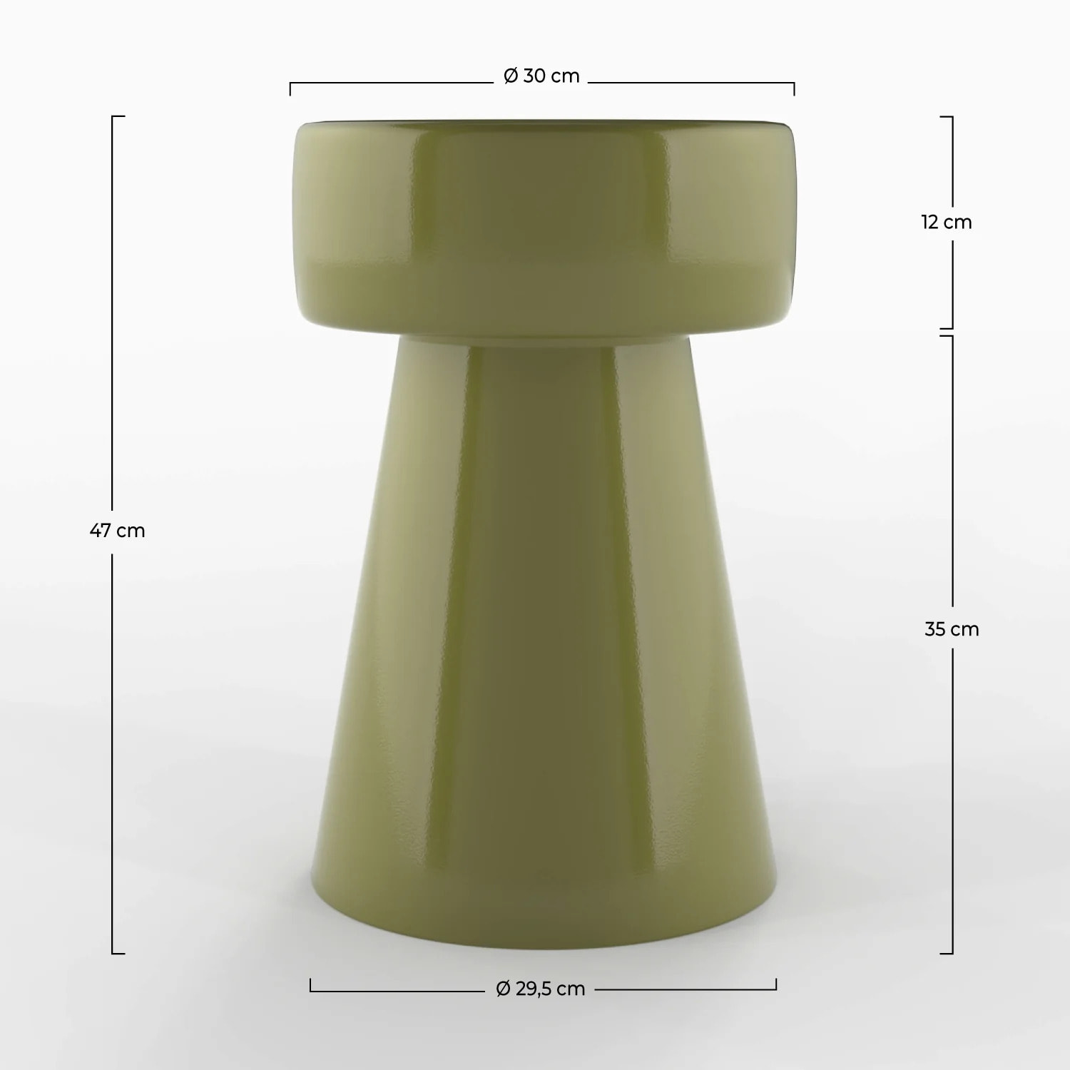Table d'appoint ronde en métal vert kaki D30 cm - Athéna