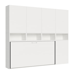 Armoire lit escamotable horizontal 1 couchage 85 Kando avec matelas composition C Frêne Blanc