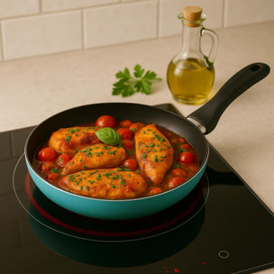 Sartén de Ø28x5cm en Aluminio prensado color Azul celeste mate