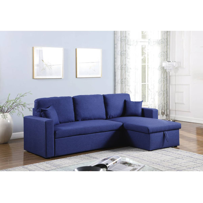 Canapé d'angle convertible/ réversible avec coffre "Alain" - 3 places - Bleu