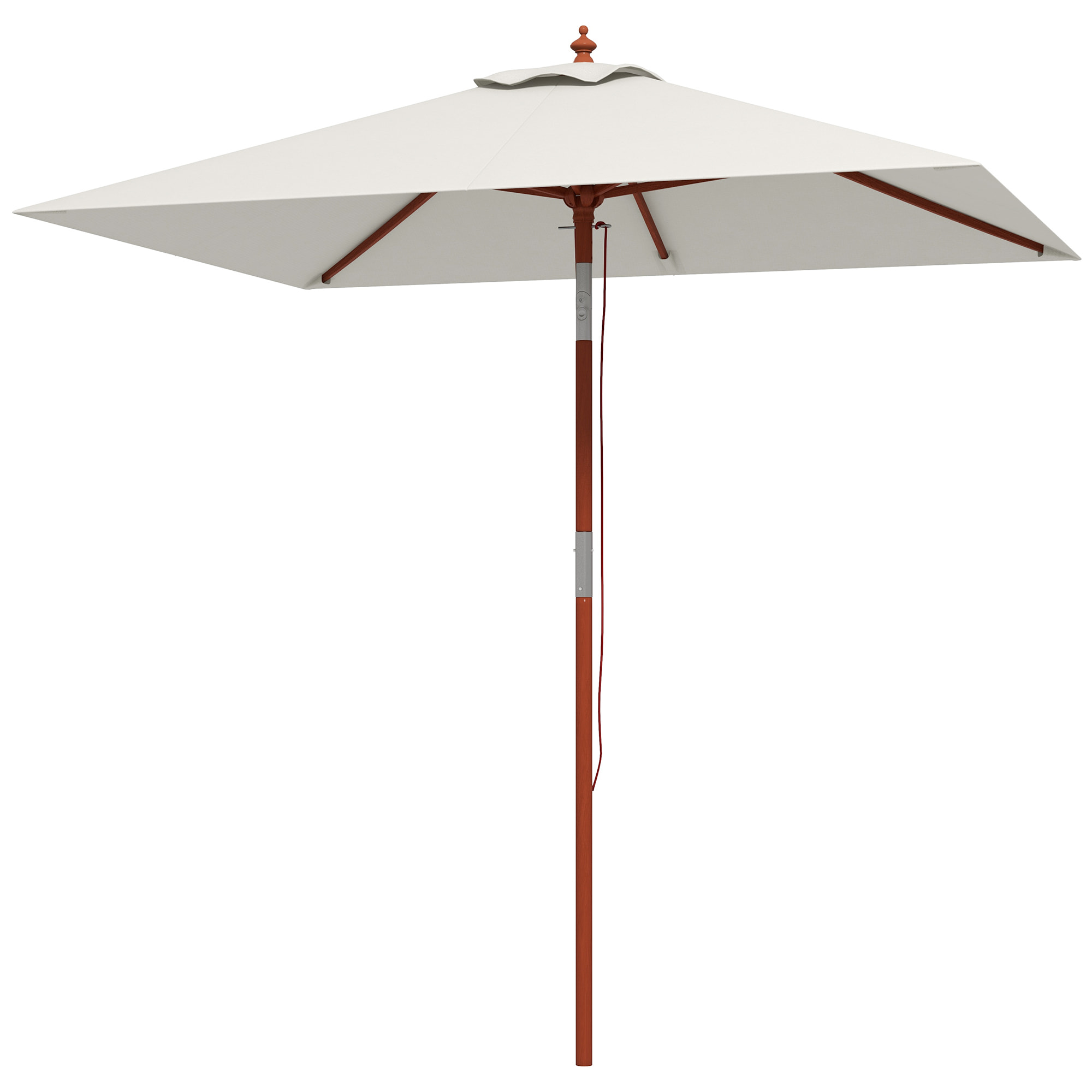 Sombrilla de Jardín 200x150x235 cm Parasol de Terraza Rectangular Inclinable con Anti-UV Impermeable y Poste de Madera para Playa Patio Beige