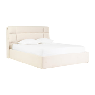 Lit coffre 2 places 160x200 cm en tissu texturé beige HONO
