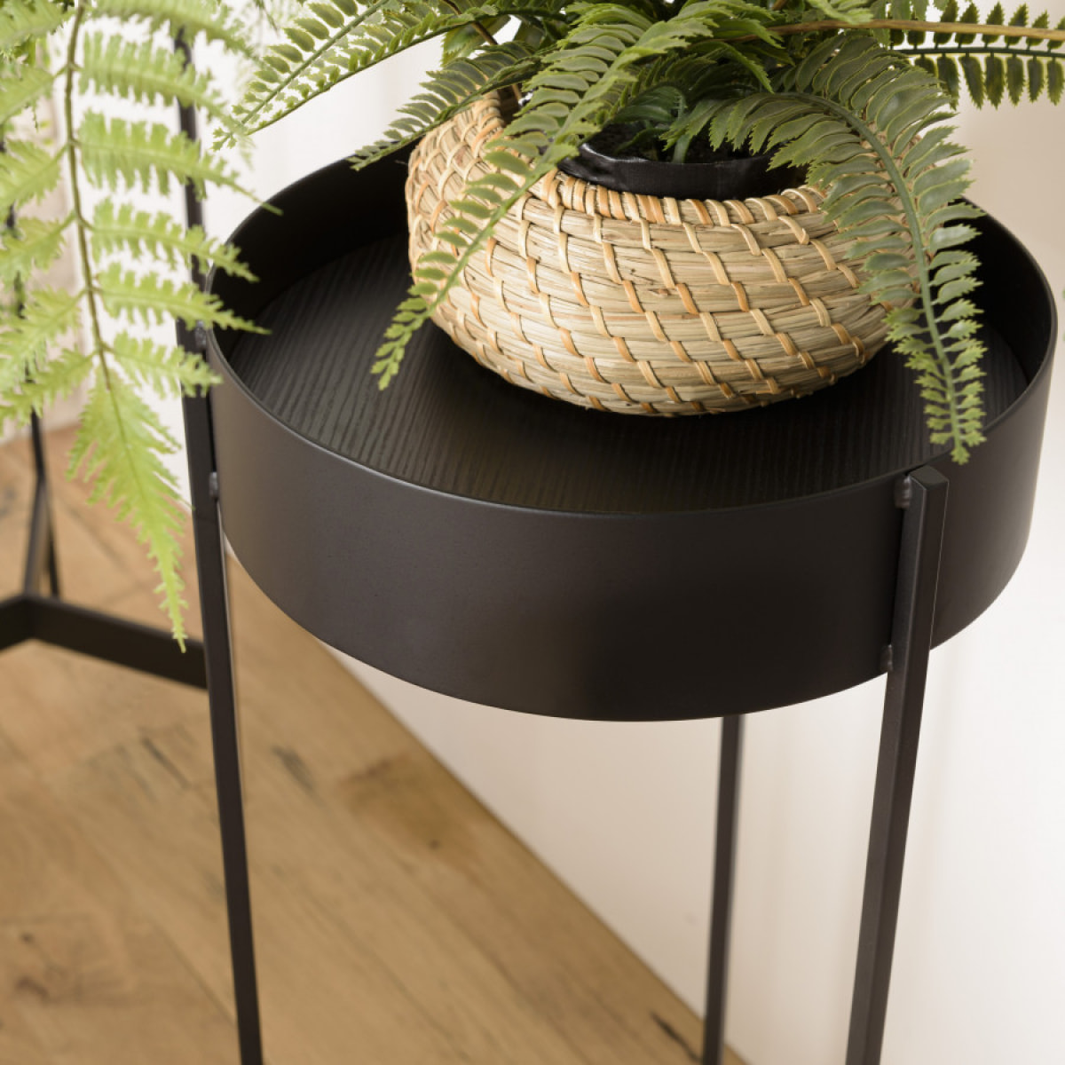 DALY - Selette ronde / porte plantes MM noire piètement métal