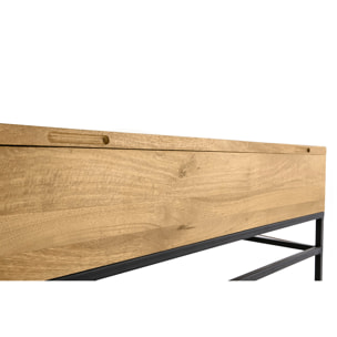 Table basse relevable industrielle bois manguier massif et métal noir L110 cm YPSTER