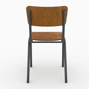 Lot de 2 chaises écolier empilables en bois foncé - Clem