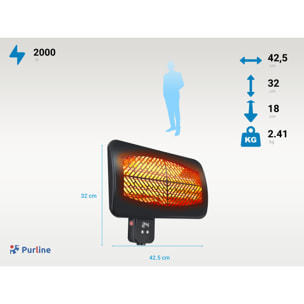 Estufa de exterior digital para pared con mando a distancia HEATY GLEAM WALL PURLINE