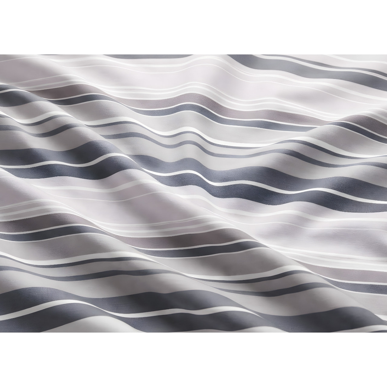 Completo Lenzuola 100% Cotone Made in Italy Disegno Rigato Scia Grigio