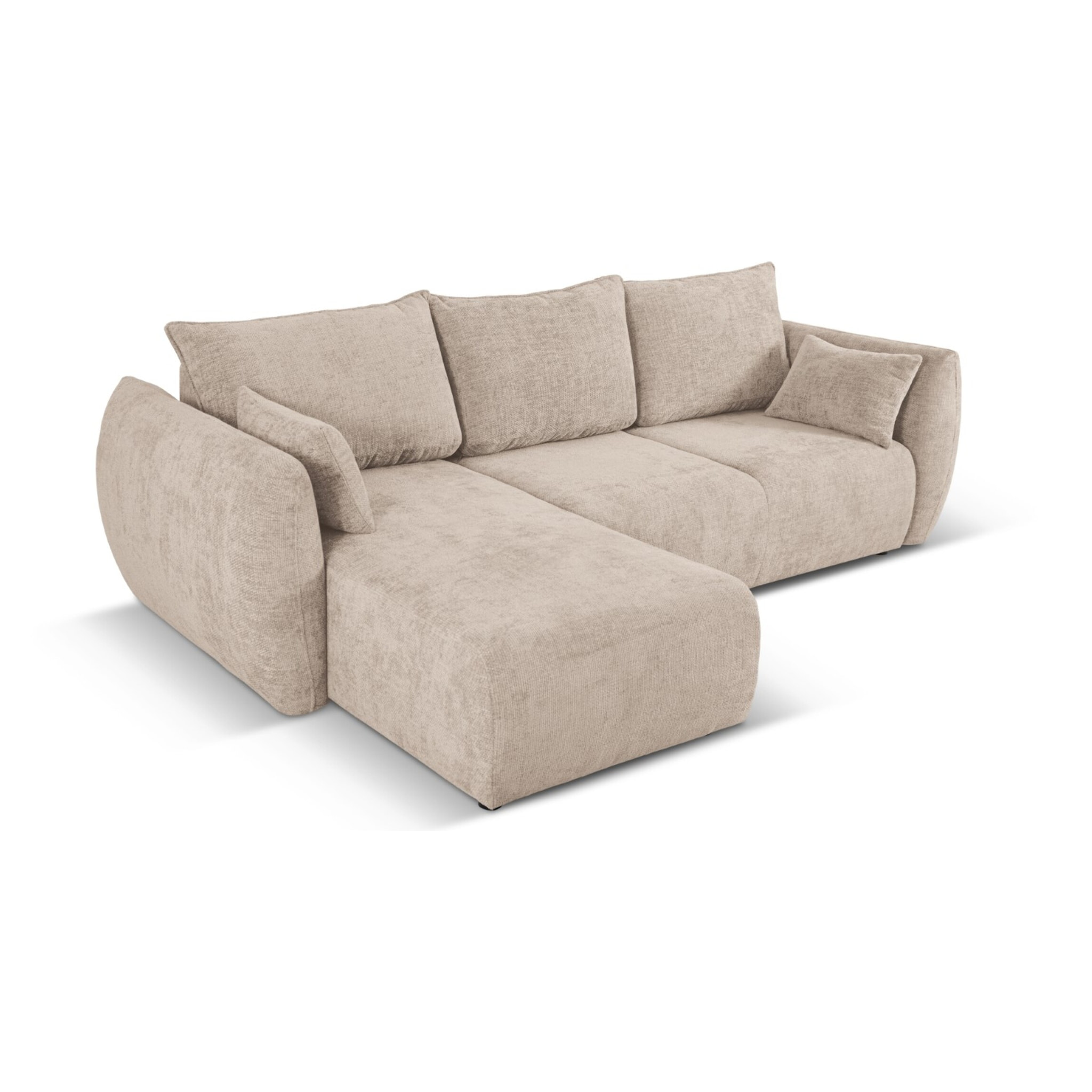Canapé d'angle gauche convertible avec coffre de rangement "Matera" 4 places en chenille beige