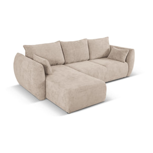 Canapé d'angle gauche convertible avec coffre de rangement "Matera" 4 places en chenille beige