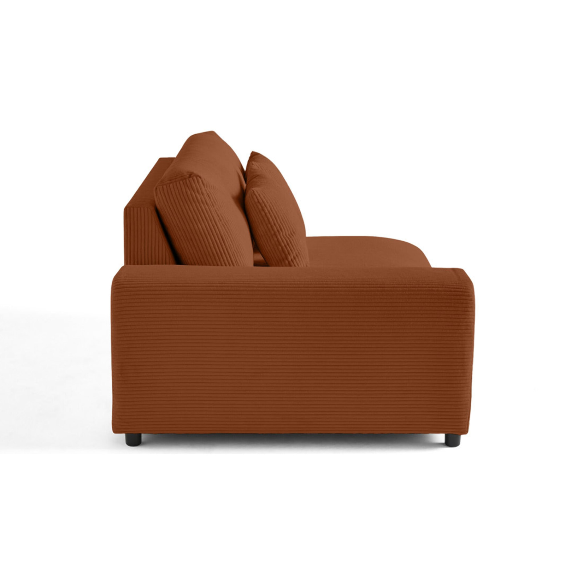 Garance - module d'assise 2 places avec accoudoir gauche - en velours côtelé - Terracotta