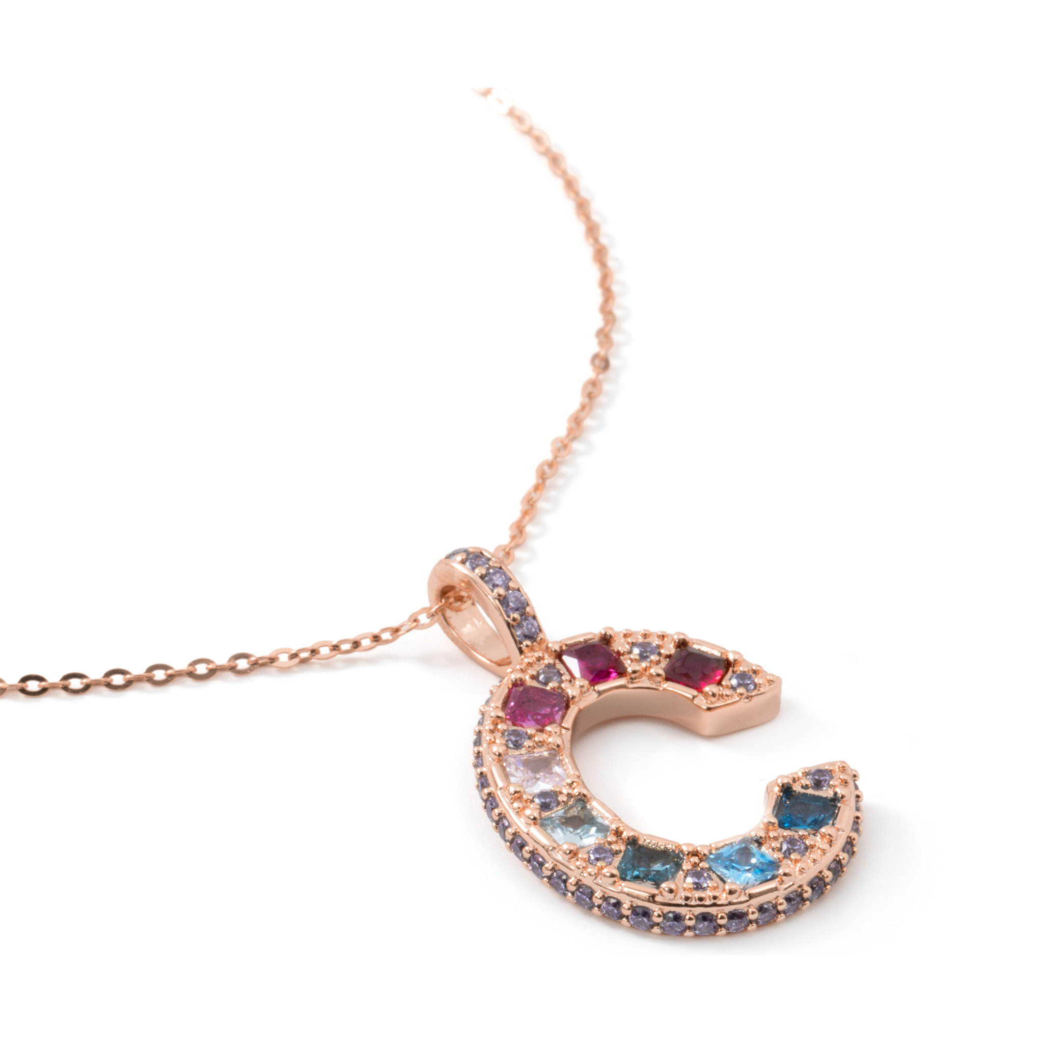 Collar C acabado oro rosa 18k