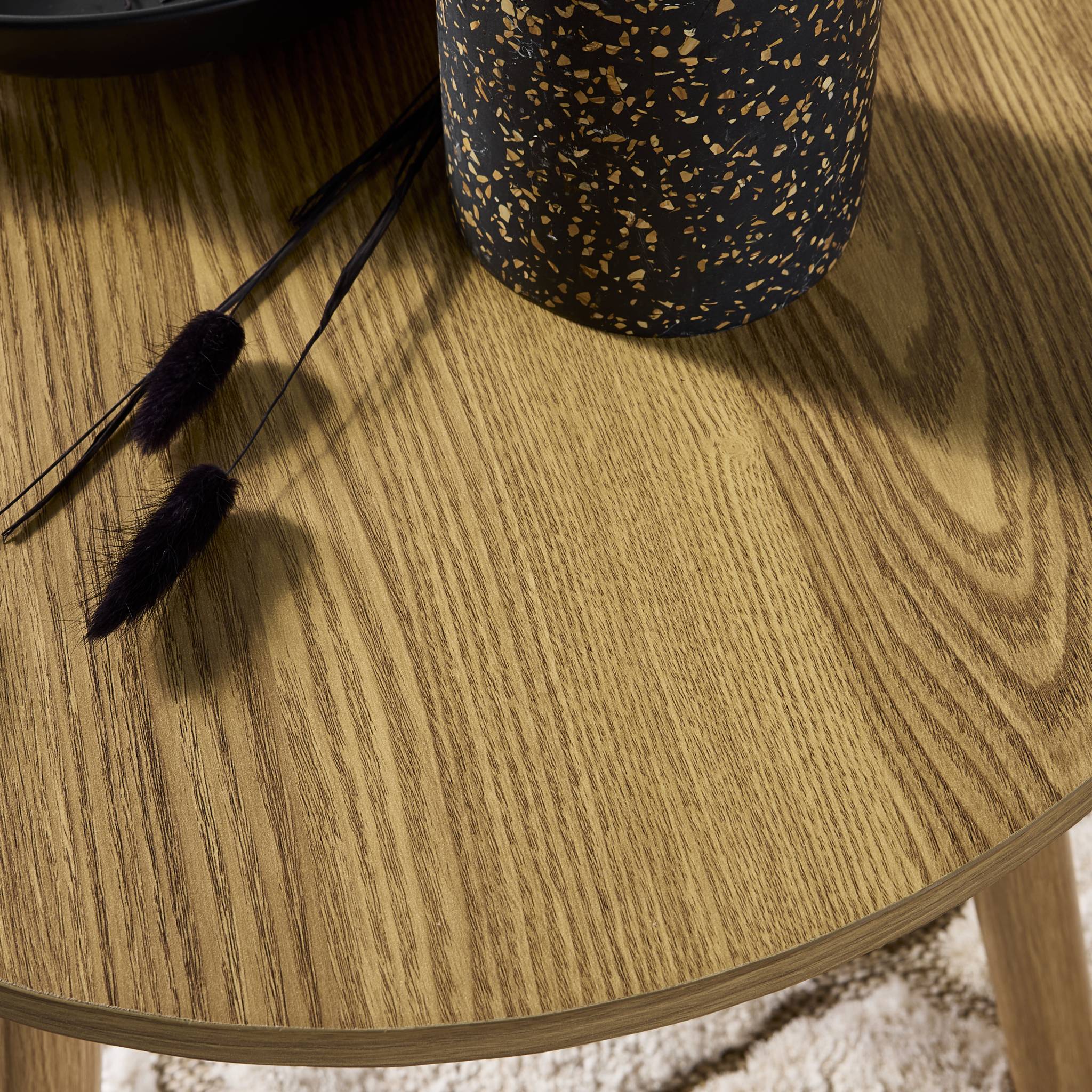 Lot de 2 tables basses rondes effet frêne Népal