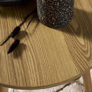 Lot de 2 tables basses rondes effet frêne Népal
