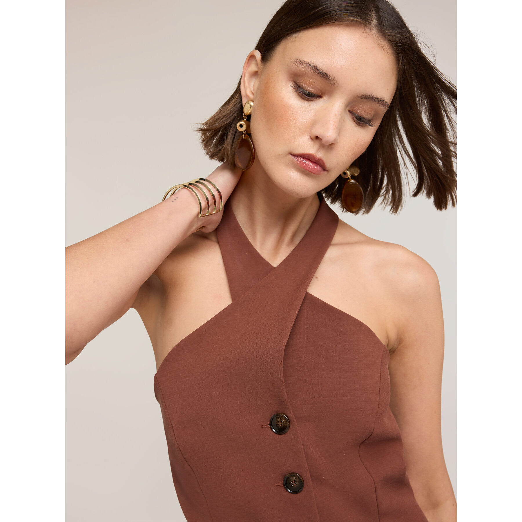 Motivi - Top halter neck The Tailoring Lab - Marrone