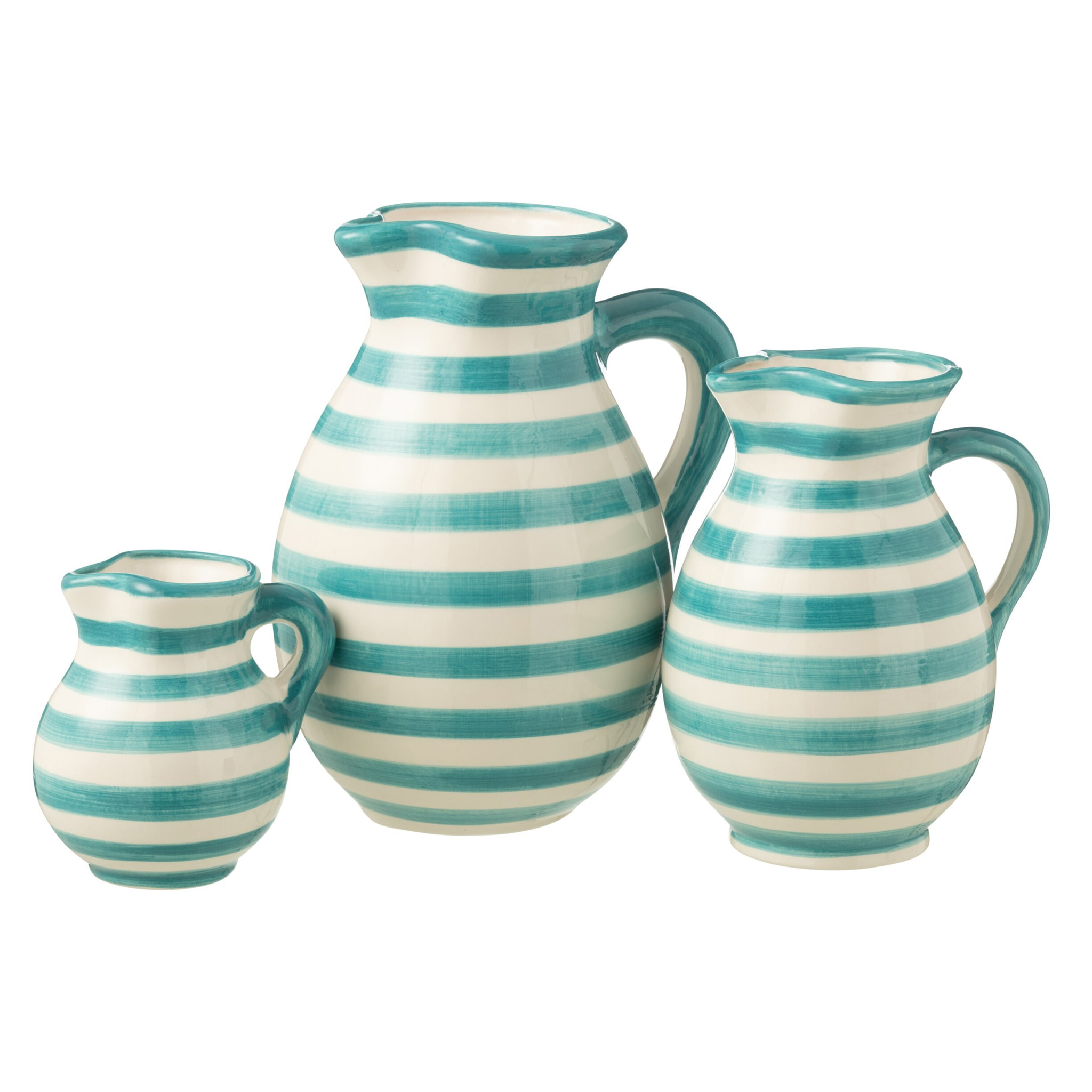 J-Line cruche Granada Stripes - céramique - blanc/aqua - large