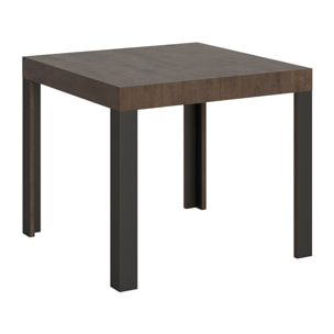 Table Linea Extensible Dessus Noyer 90x90 Allongée 246 cadre Anthracite