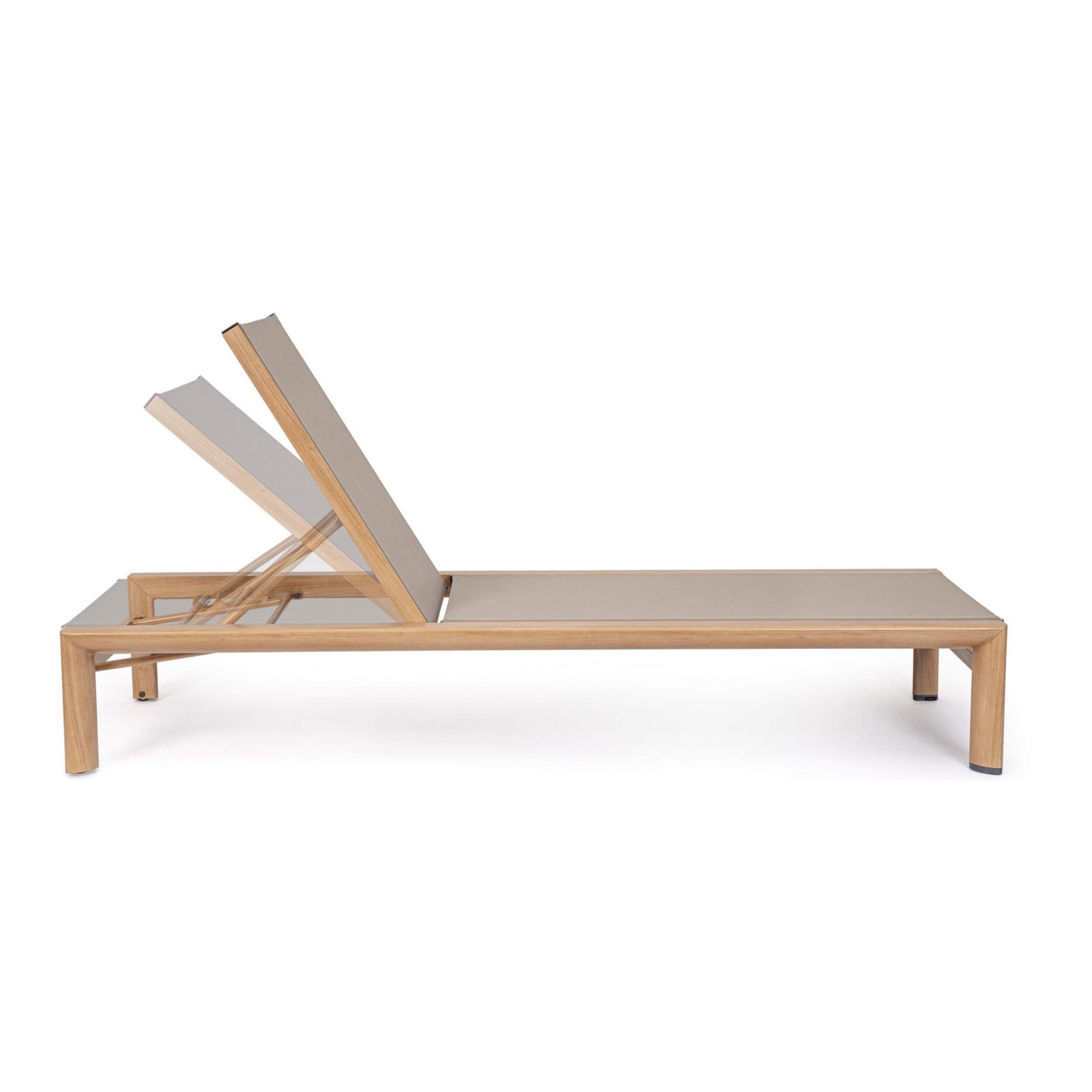 Lettino da giardino SKIPPER NEW con ruote, struttura in alluminio effetto legno e textilene