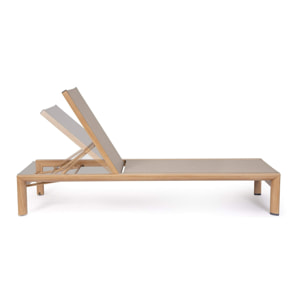 Lettino da giardino SKIPPER NEW con ruote, struttura in alluminio effetto legno e textilene