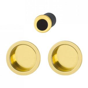 Set 5 aluminium pour porte coulissante 4920 F271 ronde aspect doré brillant, aveugle sans gâche, cuvette + doigt - HOPPE - 3947831