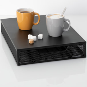 Porte-capsules x60 avec tiroir noir "Mayaj"