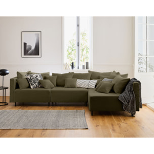 Edinburg - module d'assise sans accoudoirs - en velours côtelé - Vert