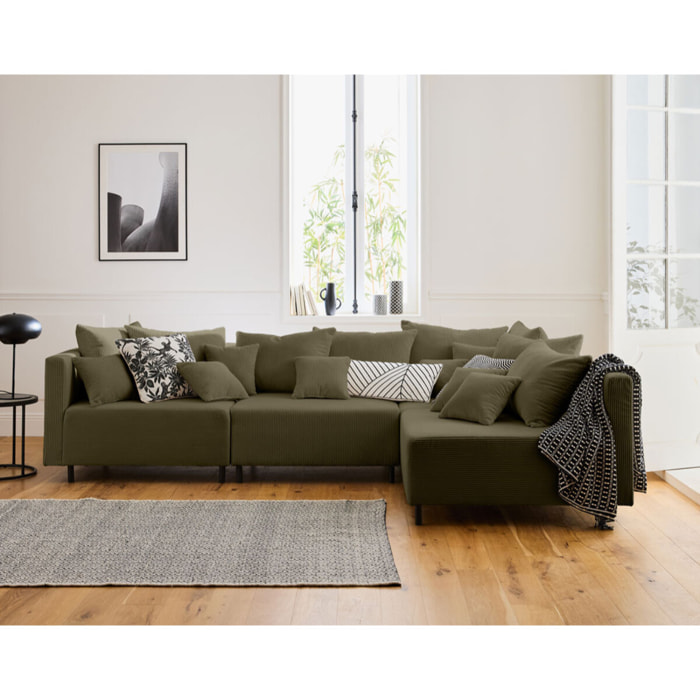 Edinburg - module d'assise sans accoudoirs - en velours côtelé - Vert