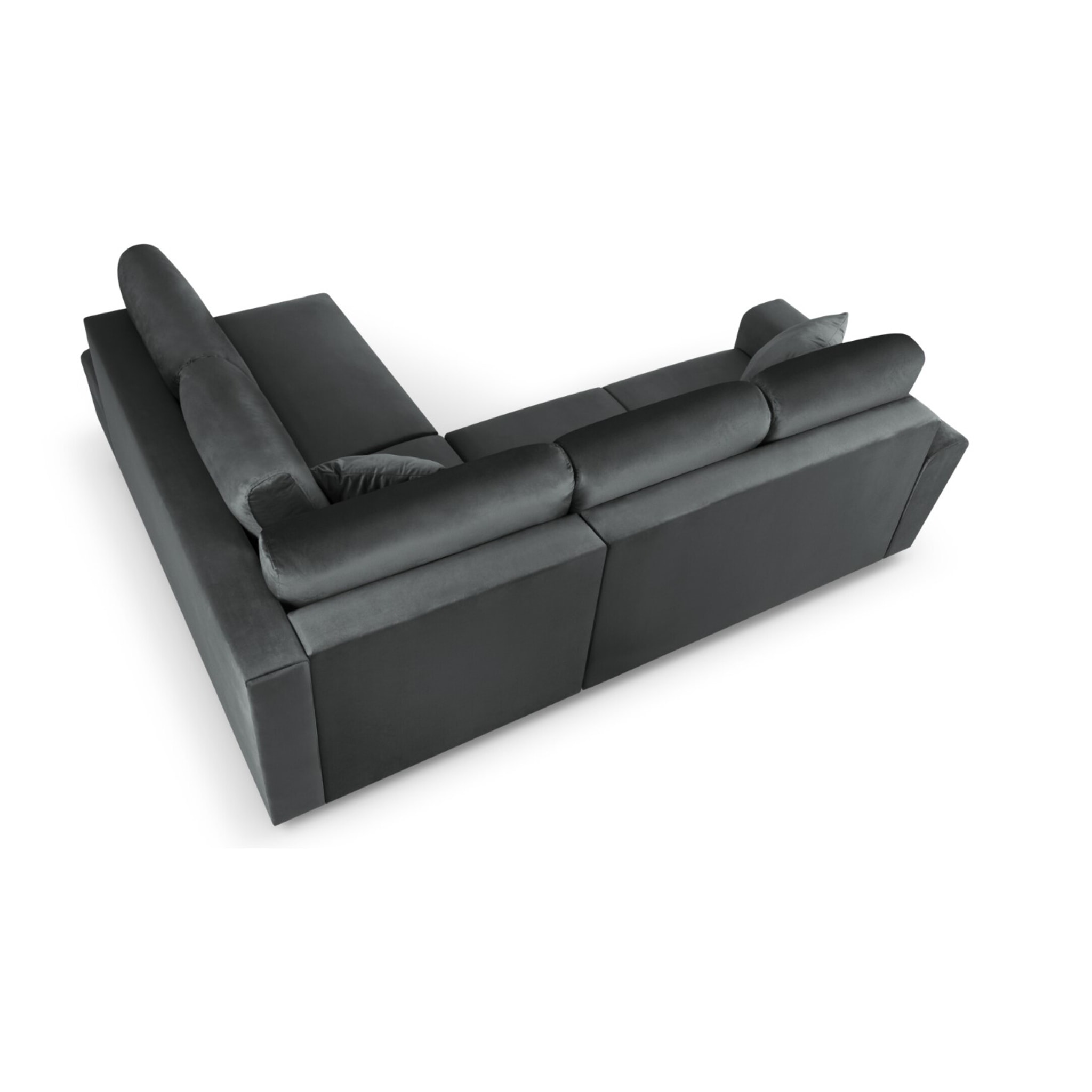 Canapé d'angle droit convertible avec coffre de rangement "Kyoto" 5 places en velours gris foncé