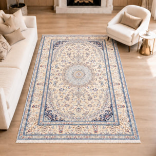 Tapis d'orient au motif oriental, artisanal noué main en laine