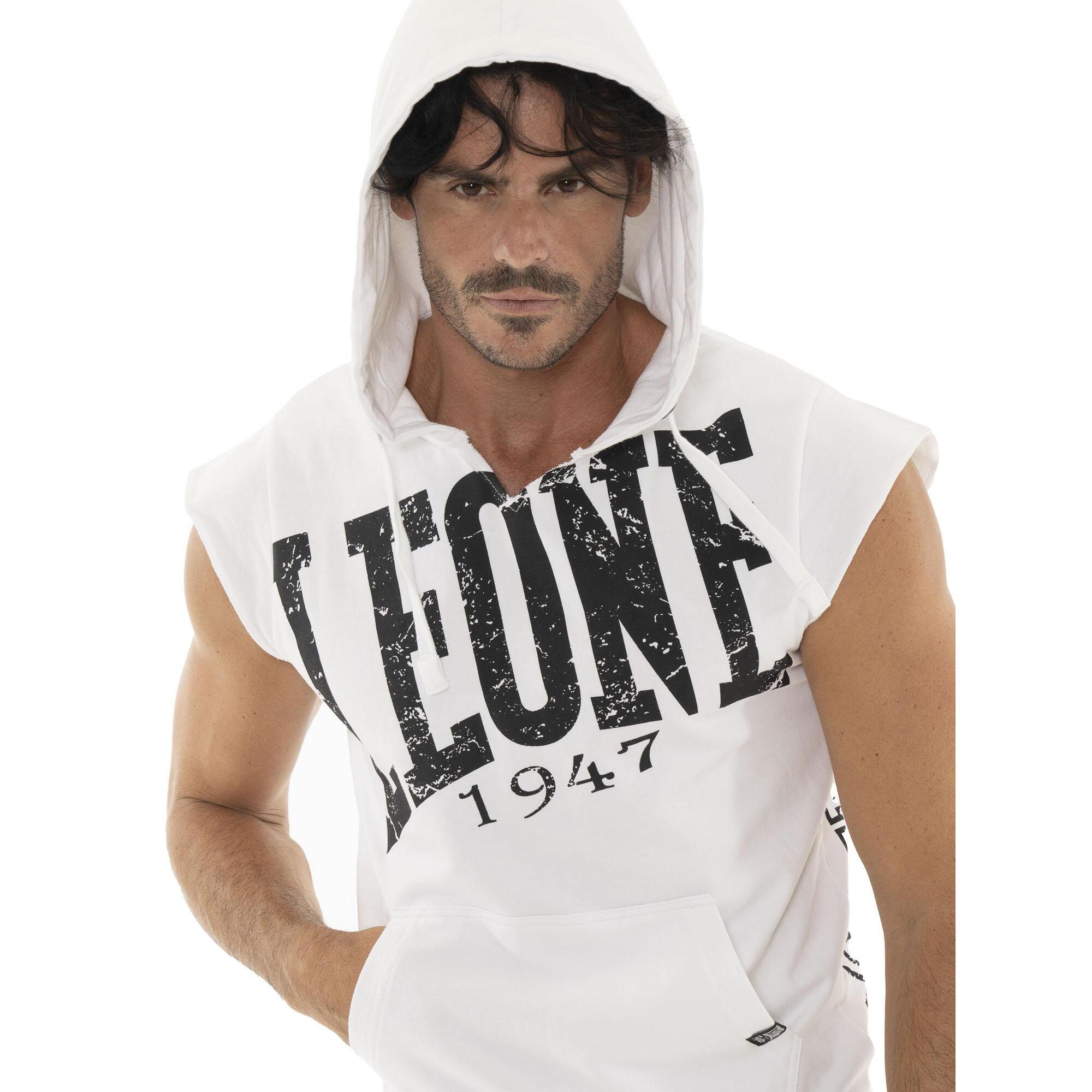 Felpa da uomo con cappuccio senza maniche non felpata Leone Boxing Legend
