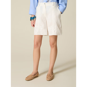 Oltre - Bermudas de lino con encaje - Blanco