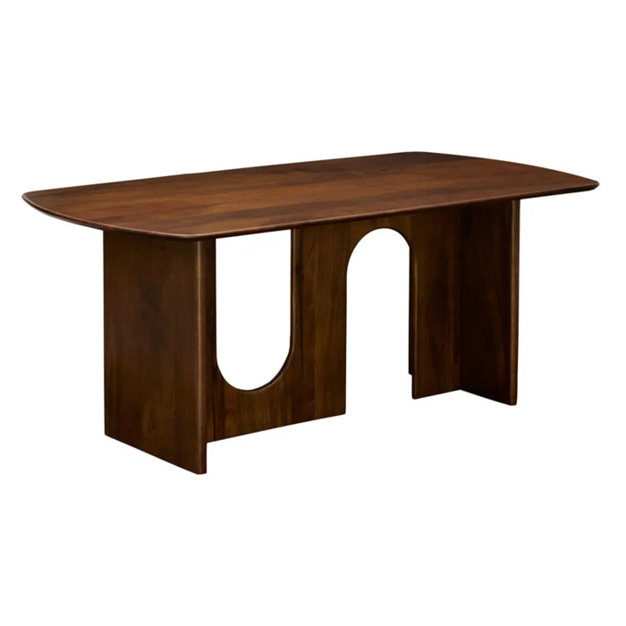 Table à manger Shelty rectangulaire 90x180cm 6 places marron