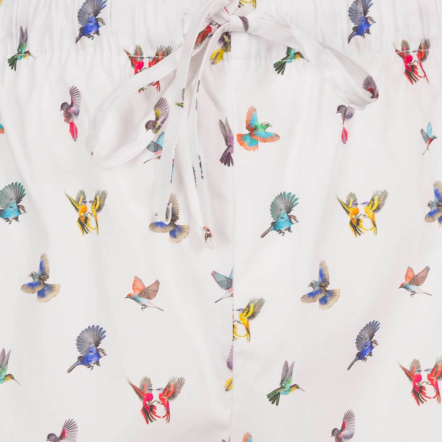 PANTALONCINO ALLEGRINO in cotone bianco fantasia uccelli