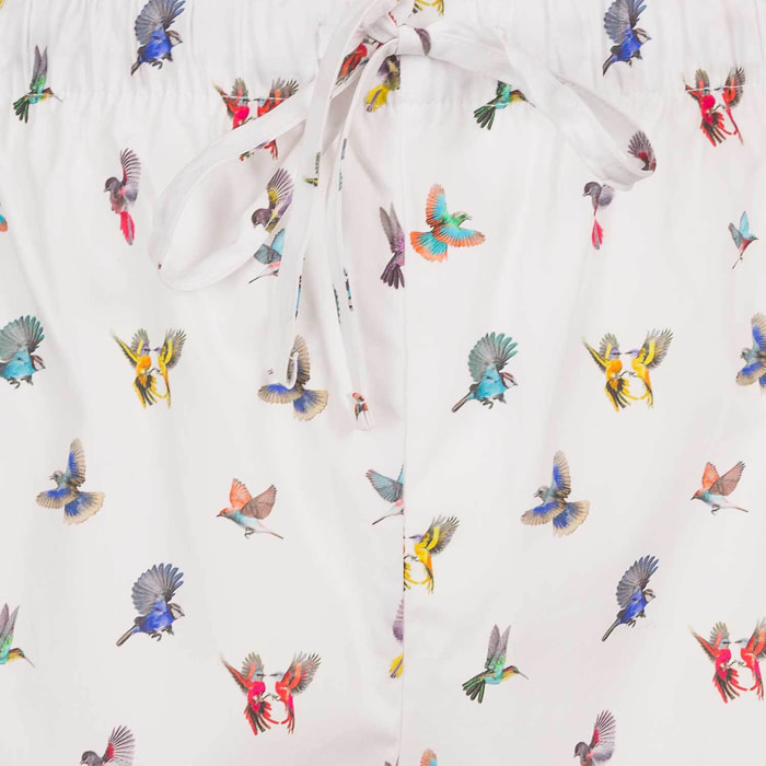 PANTALONCINO ALLEGRINO in cotone bianco fantasia uccelli