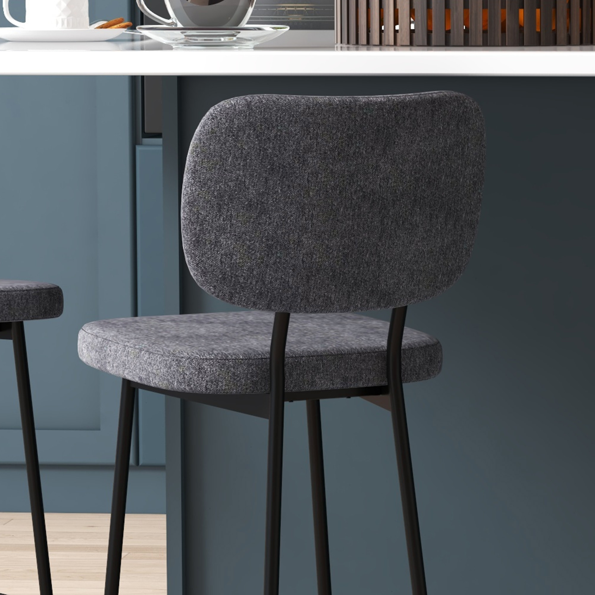 Lot de 2 tabourets de bar – Assise confortable – Dossier intégré