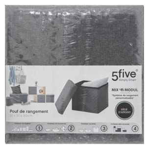 Pouf pliable 31x31cm "Mix N' Modul" gris anthracite