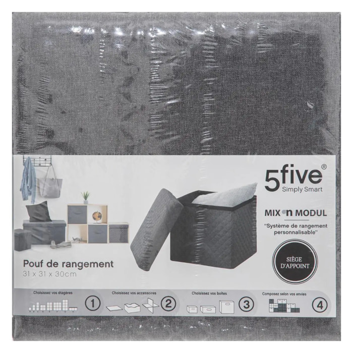 Pouf pliable 31x31cm "Mix N' Modul" gris anthracite
