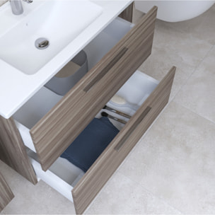 Mia ensemble avec meuble  pré-assemblé 79x61x39,5 cm + miroir + lavabo en céramique + éclairage LED, cordoba (MIASET80C)