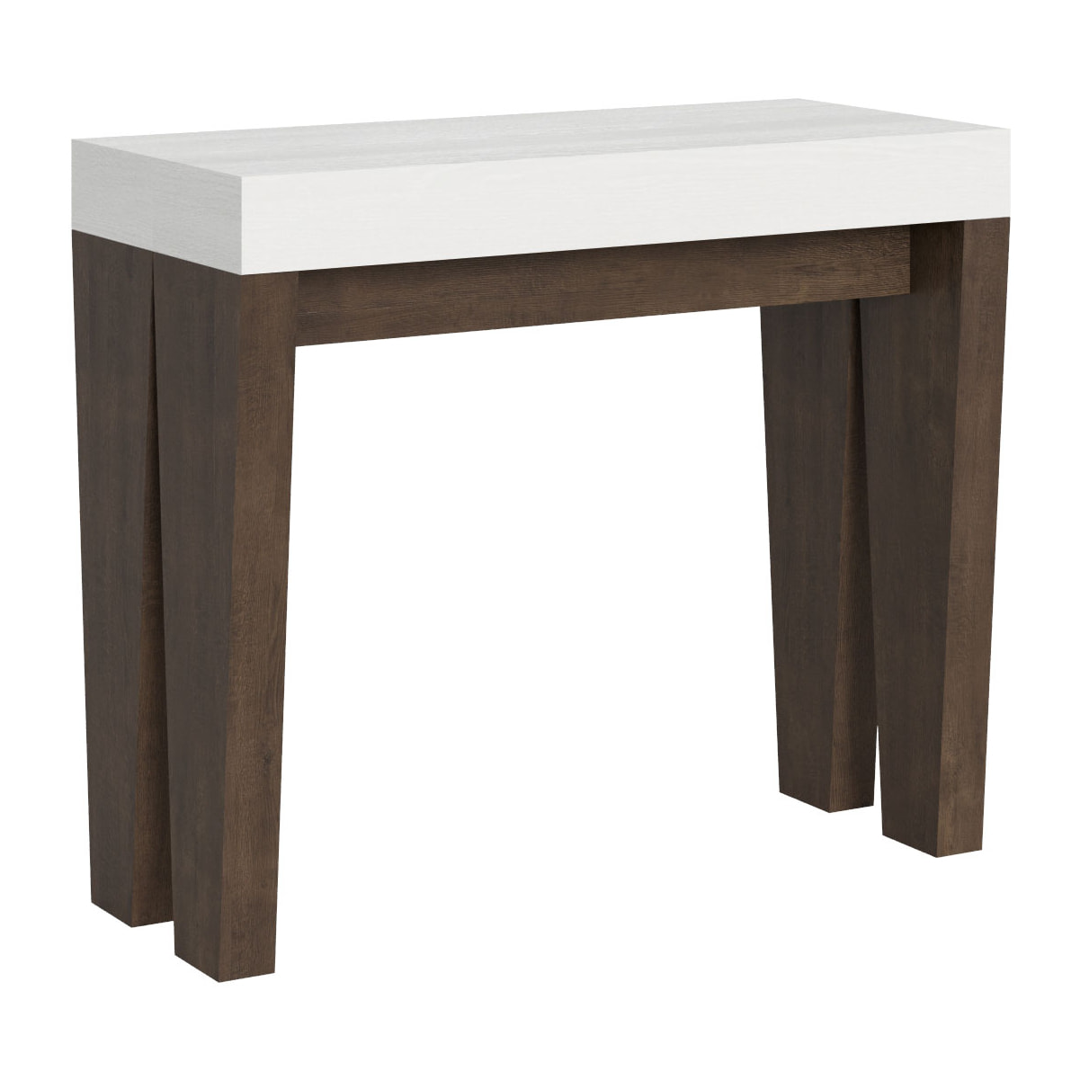 Console Spimbo cm.90x42 (extensible à 300) dessus Frêne Blanc structure Noyer