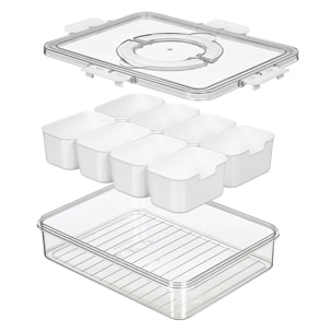 Scatola ermetica con 8 organizer bianchi e manico. 3,2L