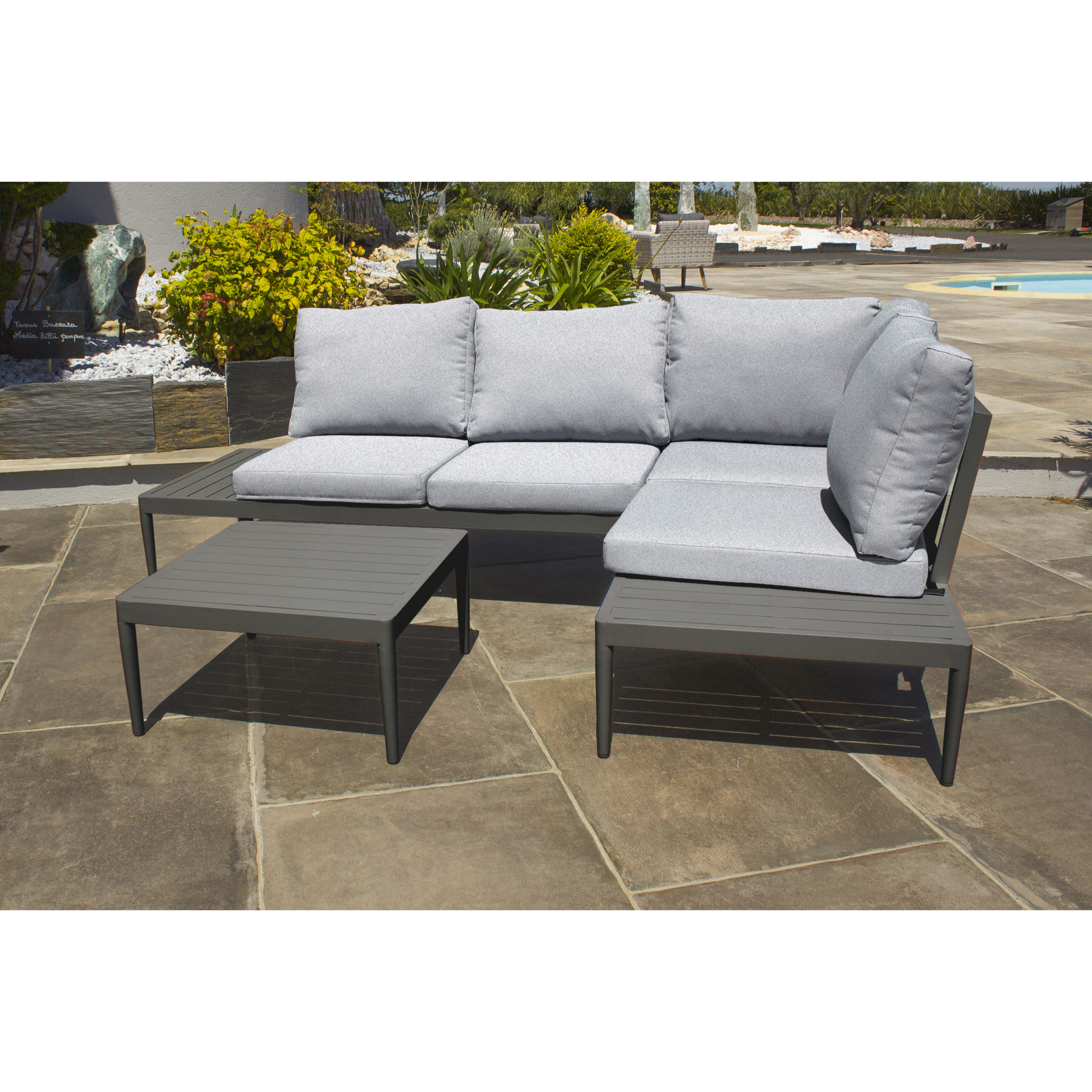 ANKARA - Salon de jardin d'angle 4 places en aluminium