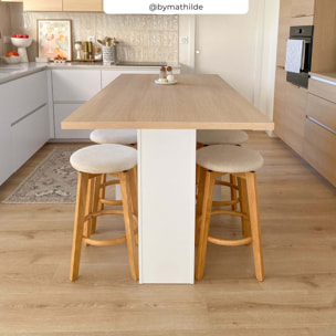 Lot de 2 tabourets pour îlot central 66 cm en tissu beige - Vahina